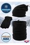 Unisex Black Winter Fleece Cut-Off Half Finger Gloves Fleece Beanie Fleece Neck Collar Set of 3