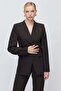 Women's Collarless V-Neck Single Button Blazer Jacket - 2