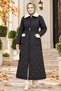 Women's Full Fur Pouch Detailed Quilted Coat - 4