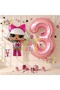 Diva LOL Baby 3 Years Old Balloon and Pink Number Balloon Birthday Party Set