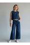 Girl's High Waist Wide Leg Jean Pants - 2