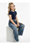 Girl's Plaid Scarf Detailed Cargo Pocket Design Denim Trousers - 4