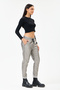 Women's Italian Silver Waist Lace-Up Lycra Faux Leather Trousers 38 - 44 Size - 2