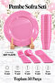 50-Piece Luxury Hard Plastic Party Birthday Presentation Invitation Engagement Promise Plate Cup Fork Spoon Knife Set