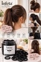 Black Rubber Hair Ties 100 Pieces Thick Fabric Covered Flexible Hair Rubber Bands - 2