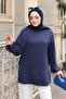 Women's Crew Neck Sleeveless 2 Thread Combed Cotton Basic Tunic 346 Navy Blue - 3