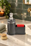 Stylish Silver Detailed Liquid Soap Dispenser with Sponge Holder for Kitchen or Bathroom, Domestic Production - 5