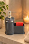 Stylish Silver Detailed Liquid Soap Dispenser with Sponge Holder for Kitchen or Bathroom, Domestic Production - 6