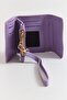 Lilac Faux Leather Textured Multi-Compartment Internal Structure Snap Closure Multi-Compartment Zippered Mini Wallet - 2