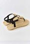 Black Sequin Embroidered Lightweight Rope Sole Casual Flip-Flop Sandals with Metal Accessories - 4