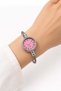 Silver Color Stainless Steel Twisted Cuff Band Pink Dial Round Glass Detailed Wristwatch - 2