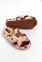 Burgundy Spotted Patterned Soft Plush Textured Closed-Front Lightweight Daily Indoor Slippers - 3