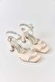 Cream Patent Leather Textured Thin Heeled Ankle Strap Practical Use Single Strap Shoes - 2