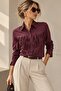 Plum Viscose Blended Classic Collar Long Sleeve Buttoned Western Shirt with Tassel Detail - 3