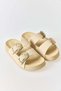 Cream-Colored, Lightweight, Comfortable Sole, Double Buckle Detail, Open Front, Daily Use Slippers - 2
