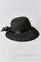 Black Lightly Textured Knitted Straw Sun Protection Hat with Pearls on the Back and Large Bow Detail - 2