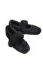 Black Plush Textured Lightweight and Flexible Single-Strap Winter Casual Home Shoes