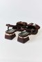 Brown Satin Textured Pointed Toe Large Bow Detailed Short Thick Heeled Slingback Shoes - 4