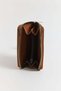 Brown Text Embossed Functional Mini Wallet with Internal Structure and Zipper Closure - 2