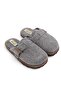 Gray Felt Fabric Closed Front Lightweight Flexible Daily Home Slippers with Buckle Detail - 2