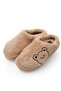 Mink Plush Textured Closed-Front Non-Slip Sole Soft House Slippers with Teddy Bear Embroidery Detail - 2