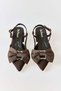 Brown Flexible Sole Pointed Toe Bow Detail Short Heeled Slingback Shoes - 3