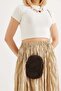 Brown Soft Plush Textured Functional Portable Daily Bag with Metal Chain Strap - 2
