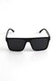 Black Bone Texture Square Shape Wide Frame Unisex Sunglasses with Red Handle Detail - 2
