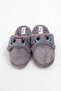 Gray Plush Textured Closed-Front Tweety Slippers with Embroidery Detail, Comfortable for Daily Use, Home Slippers - 2