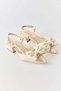 Cream Flexible Sole Pointed Toe Design Bow Detail Short Heeled Sling Back Shoes - 2