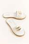 White Textured Comfortable Sole with Gold Color Buckle Accessories Thick Band Daily Slippers - 2