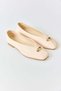 Cream Patent Leather Textured Flexible Sole with Gold Metal Buckle Detail, Suitable for Daily Use Ballerinas - 2