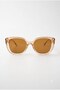 Brown Bone Frame Smoked Glass Cornered Shape Sunglasses Suitable for Daily Use