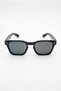 Black Bone Frame Square Shape Cornered Glass Detailed Classic Handle Design Sunglasses