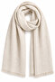 Cream Soft Textured Thin Fabric Wide Form Woven Shawl with Small Tassel Detail on the Edges