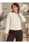 Women's Pearl Soft-Textured Cream Knit Cardigan