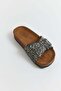 Black Stone Detailed Single Buckle Non-Slip Sole Home Slippers Suitable for Daily Use - 3