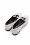 White Leather Textured Oval Toe Comfortable Ballerinas with Double Buckle Straps Suitable for Daily Use - 3