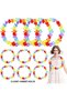 Hawaiian Floral Neck Necklace - Colorful Tropical Party Leisi 12 Pcs