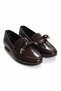 Bitter Brown Patent Leather Texture Comfortable Insole Easy to Wear Classic Form Ballerinas with Bow Detail