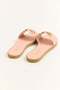 Pink Faux Leather Textured Non-Slip Sole Thick Band Daily Slippers with Gold Buckle Accessories - 3
