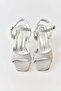 Silver Velvet Textured Shoes with Thin Heels for Practical Use, Suitable for Daily Wear - 3