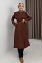 Brown Double-Breasted Collar Loose-Fit Long-Sleeve Buttoned Belted Comfortable Fit Trench Coat - 2