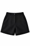 Black Cashmere Fabric High Waist Mini Shorts with Pockets and Button Detailing in Cotton Blend