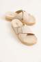 Cream Light Textured Cross-Strapped Silver Buckle Detailed Daily High-Sole Slipper Sandals - 2