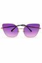 Purple Gold Metal Handle Gradient Glass Ultraviolet Protection Geometric Shape Sunglasses - 2