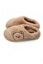 Mink Plush Textured Closed-Front Non-Slip Sole Soft House Slippers with Teddy Bear Embroidery Detail - 3