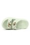 Green Light and Flexible Textured High-Sole Double-Strapped Slippers with Metal Accessory Detail - 2