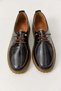 Black Patent Leather Textured Orthopedic Supported Lace-Up Comfortable Daily Use Flat Sole Shoes - 3