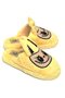 Yellow Soft Plush Textured Embroidered Figure Detailed House Slippers Suitable for Daily Use